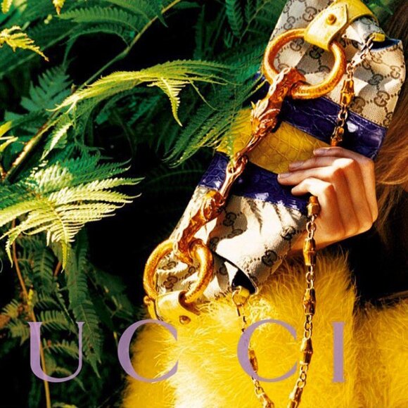 GUCCI by TOM FORD 2004 XL Vintage Runway Ad Campaign Horsebit Chain Bag Crystal - Picture 2 of 14